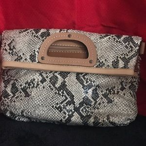 Natural python convertible clutch